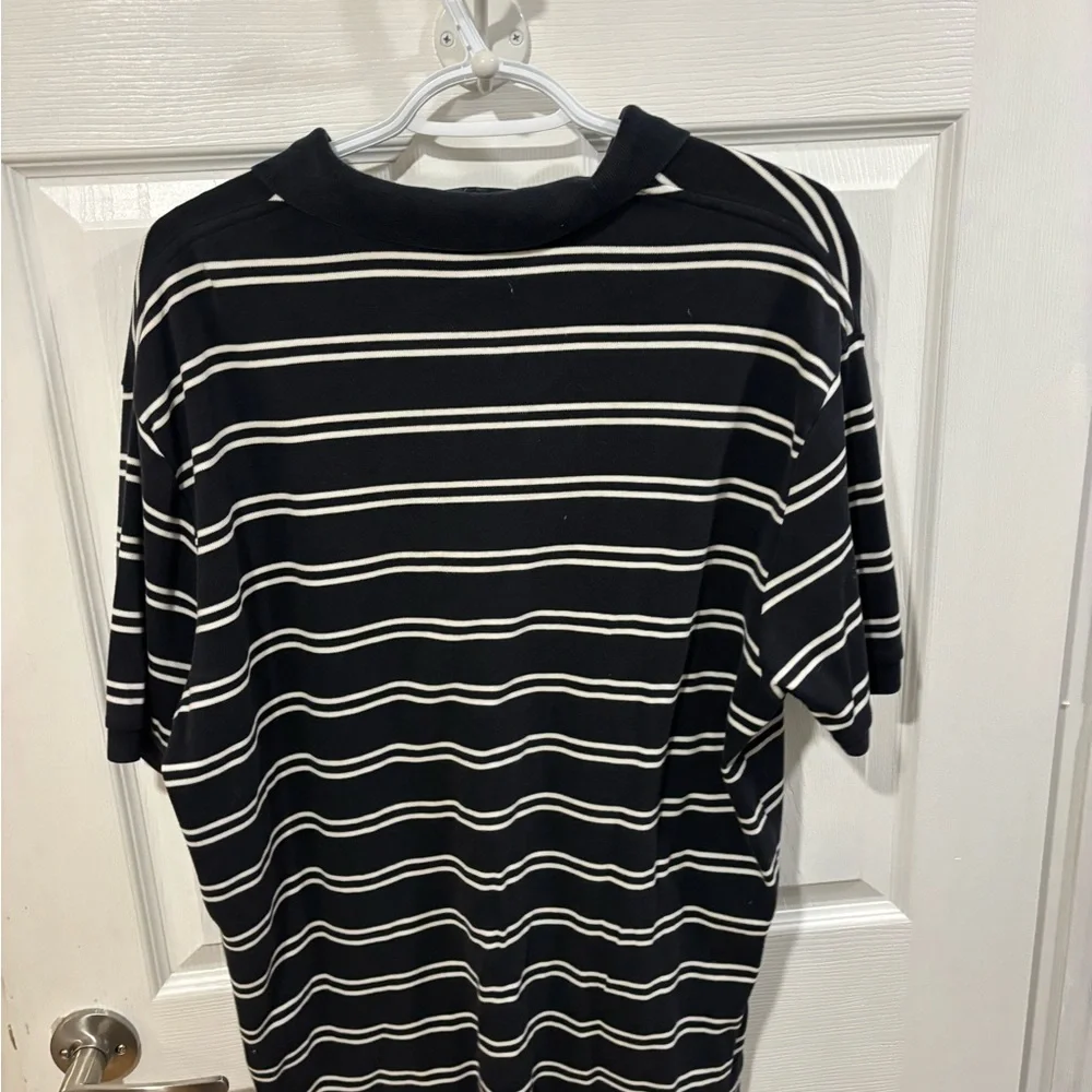 Ralph Lauren Navy Polo with White Stripes - Picture 2 of 3